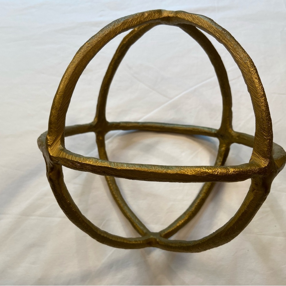 Gold tone Metal Orb,‎ globe, sphere, object of art, table top.
